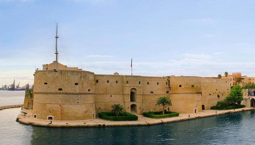 Historic Aragonese Castle in Taranto, Italy, surrounded by water | MSC Cruises Historic Aragonese Castle in Taranto, Italy, surrounded by water | MSC Cruises