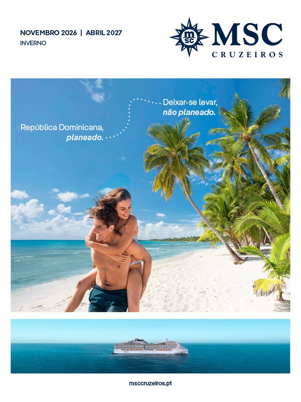 Brochura das Partidas de La Romana, República Dominicana, a grande novidade da MSC Cruzeiros para o Inverno 2026 e 2027